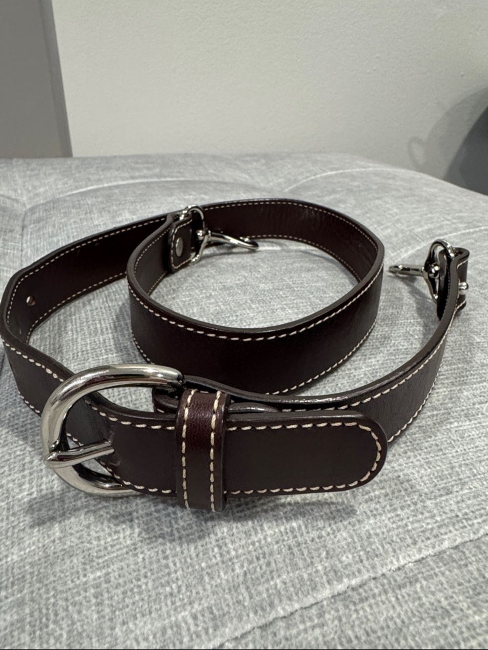 Dooney & Bourke Dark Brown Leather Bag Strap with Silver Hardware
